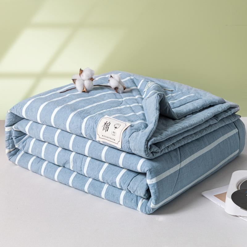 Summer Cotton Air Condition Quilt Lightweight Thin Stripe Breathable Comforter For Home Hotel Bed Travel