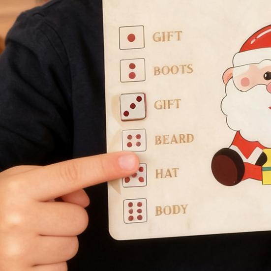 Christmas Roll-a-Santa Puzzle Game Xmas Family Gathering Game Santa Pieces Puzzle Rolls The Dice