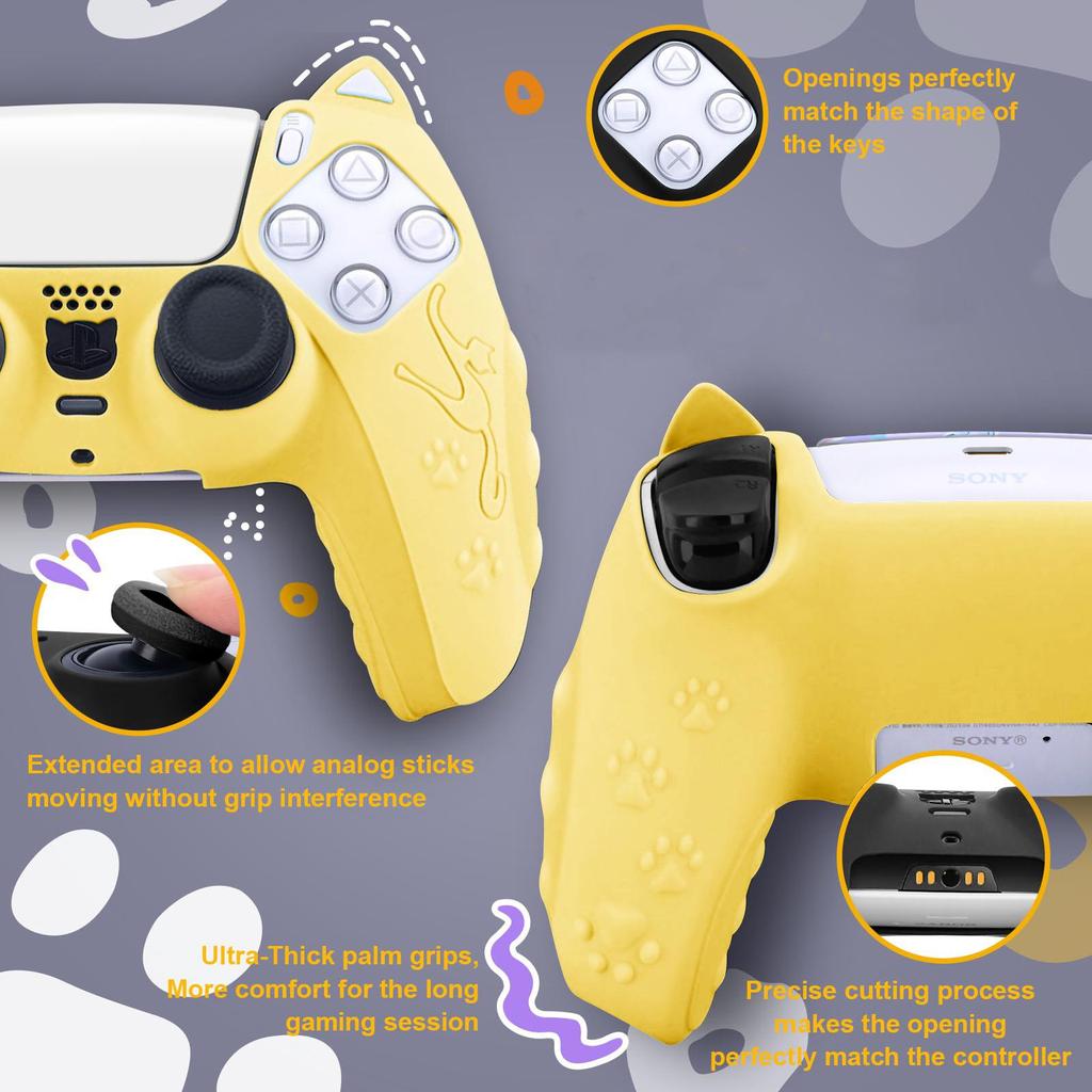 Silicone Cat Ear Anti-Slip Cover for Sony PS5 Controller