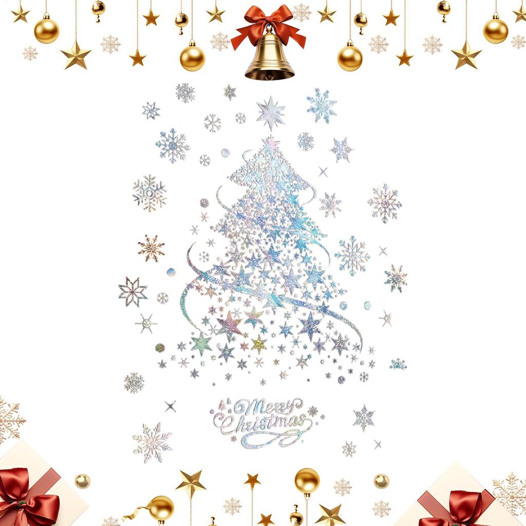 Christmas Tree Stickers 2 Sheets Decals Static Christmas Tree Window Sticker For Home Party Glass Door Wall