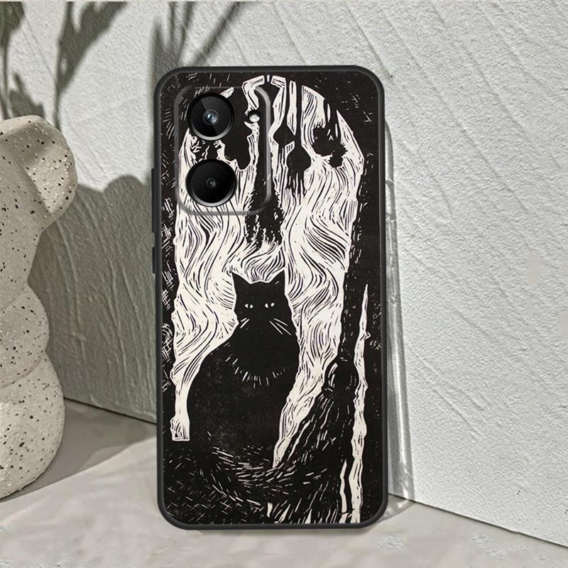 Witch Black Cat For Realme C55 C53 C67 C75 C71 C61 C33 C63 C51 C65 10 11 12 13 14 Pro Plus GT7 15 Pro Case