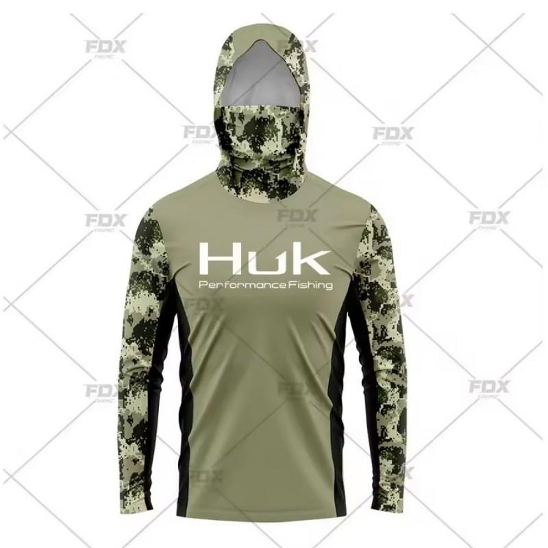 Neues HUK Langarm Kapuzenmaske Angelkleidung Anti-Ultraviolett Atmungsaktiv Lässiges Sport-T-Shirt