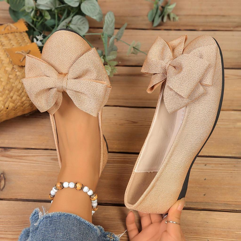 Plus Size Lightweight Women's Driving Shoes - 2026 Spring/Autumn Bow Flats