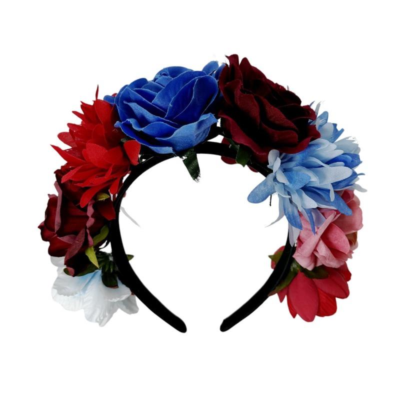 European and American simulated fabric flower headband, retro oversized rose headband travel vacation party dress up headgear