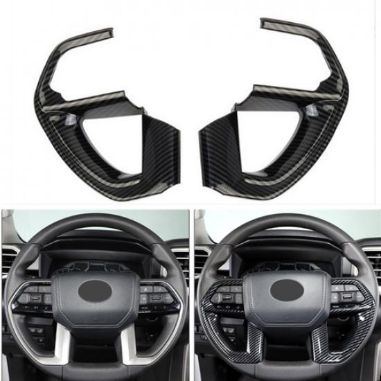 For Toyota Tundra  Steering Wheel Trim 2pcs ABS Carbon Fiber