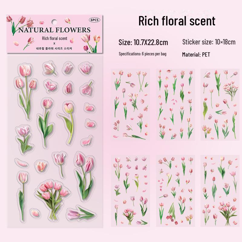 

Наклейки с изображением цветов и растений «Тюльпан» из ПЭТ-пластика для блокнотов и украшений