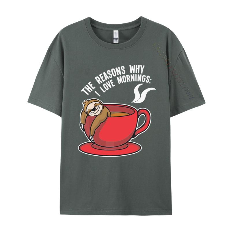 The Reasons Why I Love Mornings Sloth Tshirts Men Graphic T Shirts Birthday Tshirt Cotton Oversized Tee Top Clothes