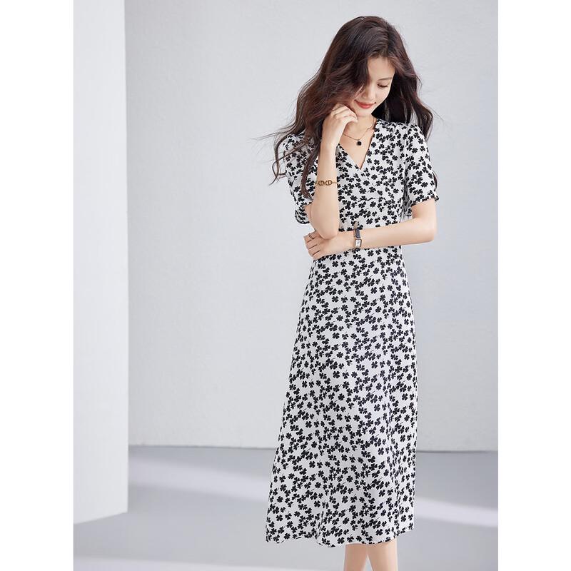ORIGIN Women s Printed V-Neck A-Line Long Dress L