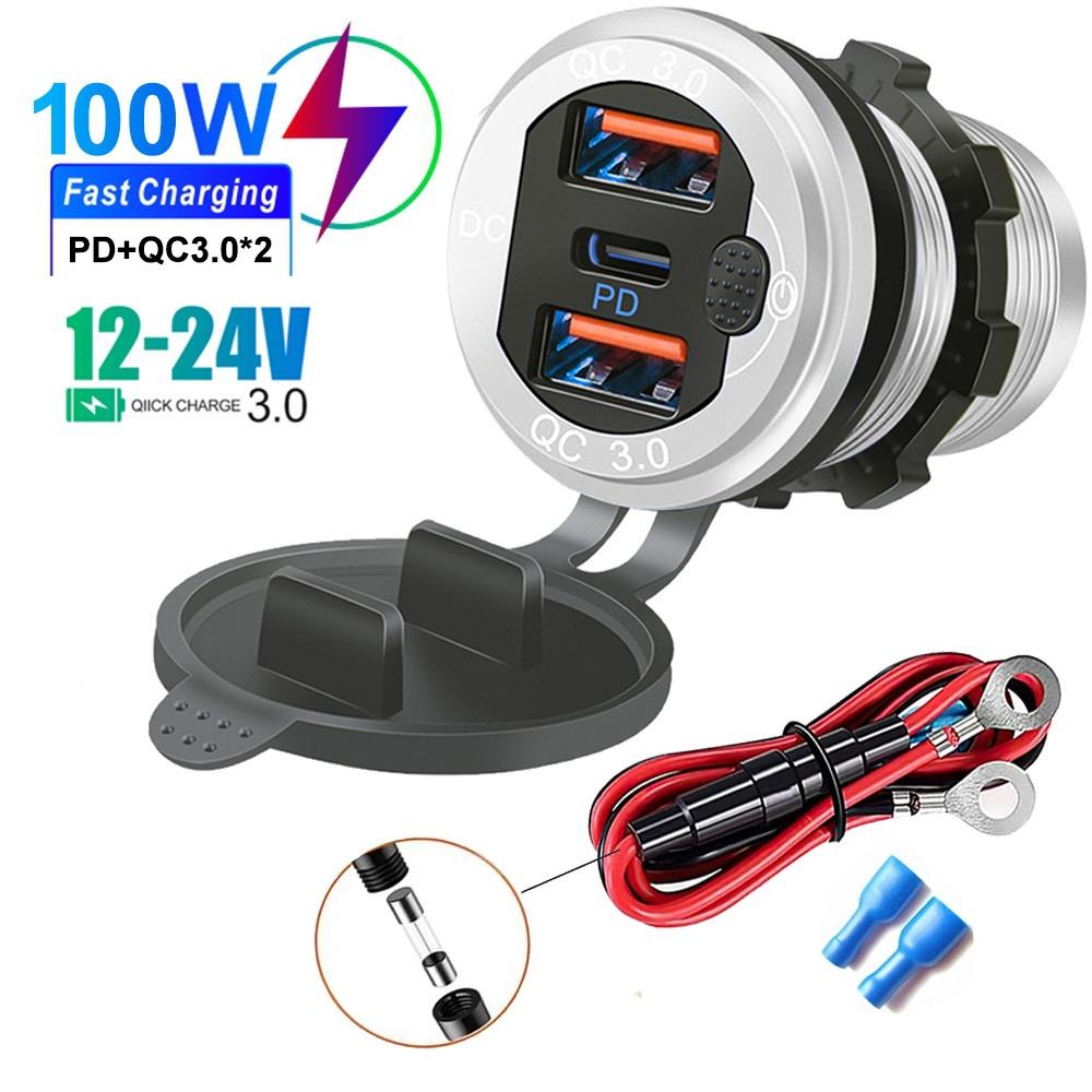 115W Aluminiumlegierung PD Autoladegerät - QC3.0 & Typ-C, IP66 Wasserdicht, Premium Metalldesign