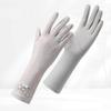 Long Ice Silk Sunscreen Gloves for Women's Light and Breathable UV Rays Outdoor Driving Anti Slip Touch Screen Lace Gloves