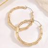 Exaggerated Bamboo Hoop Earrings: Alloy & Stainless Steel, Hip Hop Street Dance Style