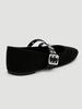 Black Double Buckle Strap Mary Jane Shoes, Retro Silver Ring Buckle Design