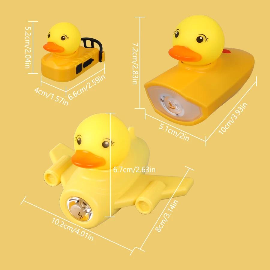 Cartoon Bicycle Headlight Rechargeable Little Duck Bicycle Riding Light Outdoor Night Cycling Bicycle Accessory for Children
