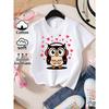 European sizes Cute Owl with Headphones And Hearts Teen Girls Casual Tee - Trendy Soft Breathable T-Shirt for Casual Attire