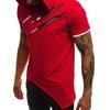 Men Causal Short Sleeve Ripped Irregular Hem Slim Blouse T-shirt Fitness Hoodie