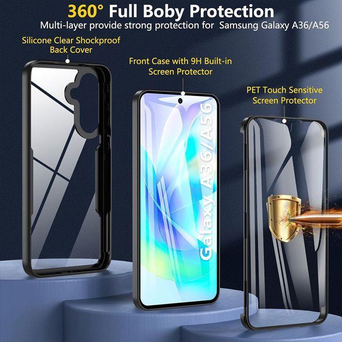 Case for Samsung Galaxy A36 5G, Full Hybrid Protection - Black - BOOLING®