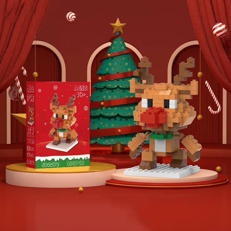 Julserie av partikeldiamantbyggklossar pedagogiska monteringsleksaker julgran jultomte små ornament