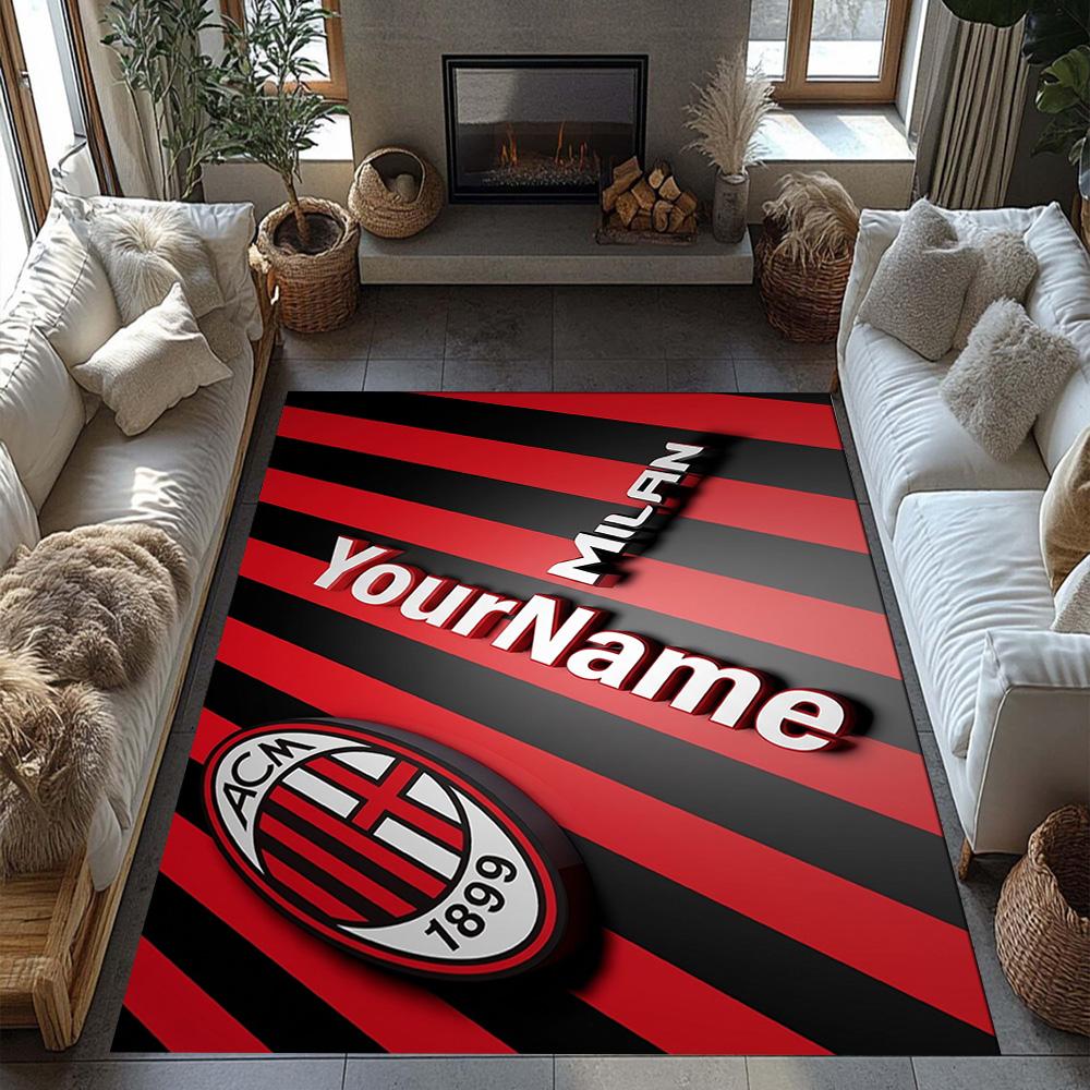 Ac Milan Customize Your Name Floor Mat Perfect for Game Room Playrooms Dining Room Kitchen Anti-slip Rug Anime Office Decor Perfect Gift for Women/Men