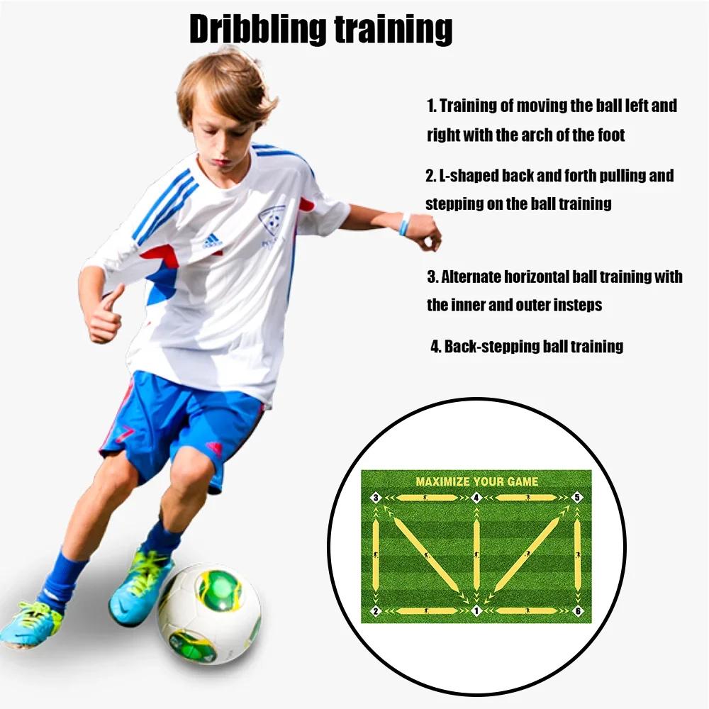 Fotball Treningsmatte Teppe Dribling Futbol Voetbal Treningsmatter Teppe Barn Fotball Innendørs Utstyr Slitesterk Sklisikker Sammenleggbar