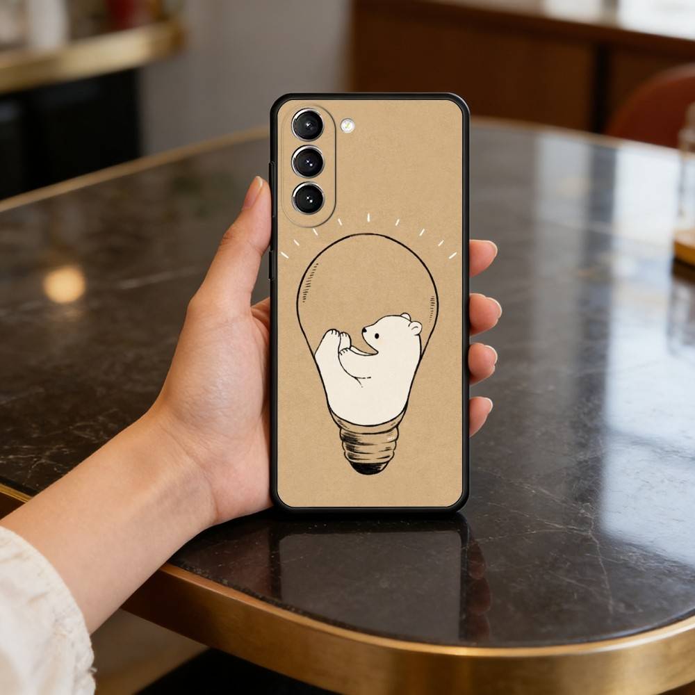 A-Animal P-Polar B-Bear Phone Case For Samsung S25,24,23,22,30,21,10,9,Ultra,Plus,Lite,FE,4,5 G Soft Black Case Samsung S30plus5G
