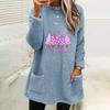 Women's Christmas Tree Print Round Neck Loose Long Sleeve Pocket Plush Hoodie