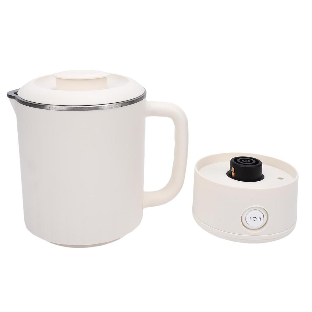 Portable Electric Kettle White 600ml Stainless Steel Interior Insulated Hot Water Kettle for Tea Coffee