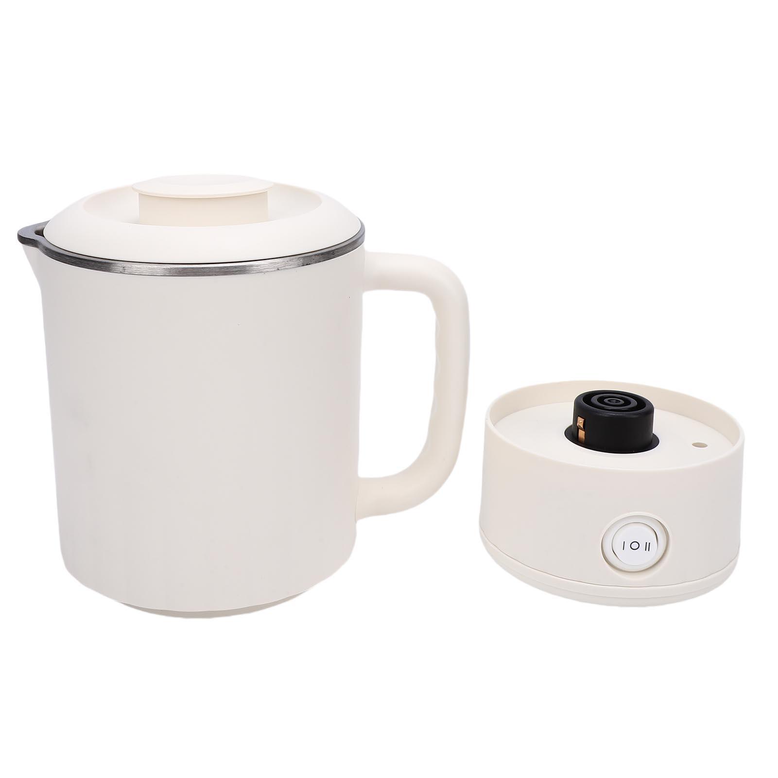 

Portable Electric Kettle White 600ml Stainless Steel Interior Insulated Hot Water Kettle for Tea Coffee Fixed Handle
