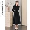 Women's Elegant Long-Sleeve Mid-Length Dress