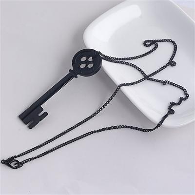 Gothic Style Black Key Pendant Necklace Personalized Jewelry Accessory For Halloween's Day Gift And Perfect For Daily Wear