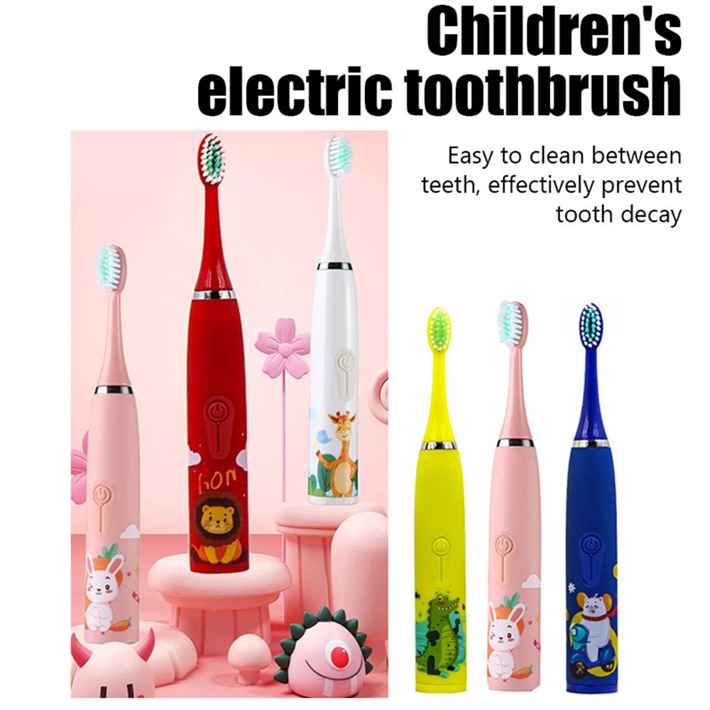 Children's Electric Toothbrush Kid Cartoon Ultrasonic Sonic Electric Toothbrush with 5 Replacement Heads Electric Brush Children