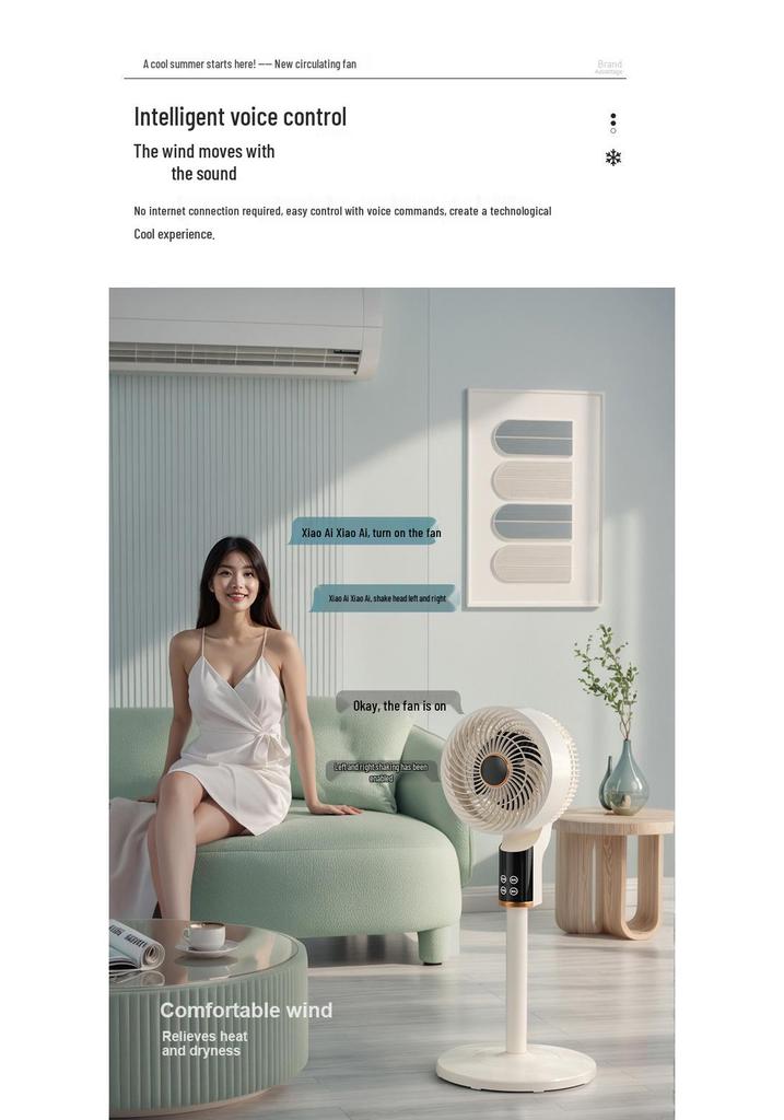 Carefully Selected Large Electric Fan with Remote & Voice Control - Ideal for Floor/Table Use in Home or Dorm.