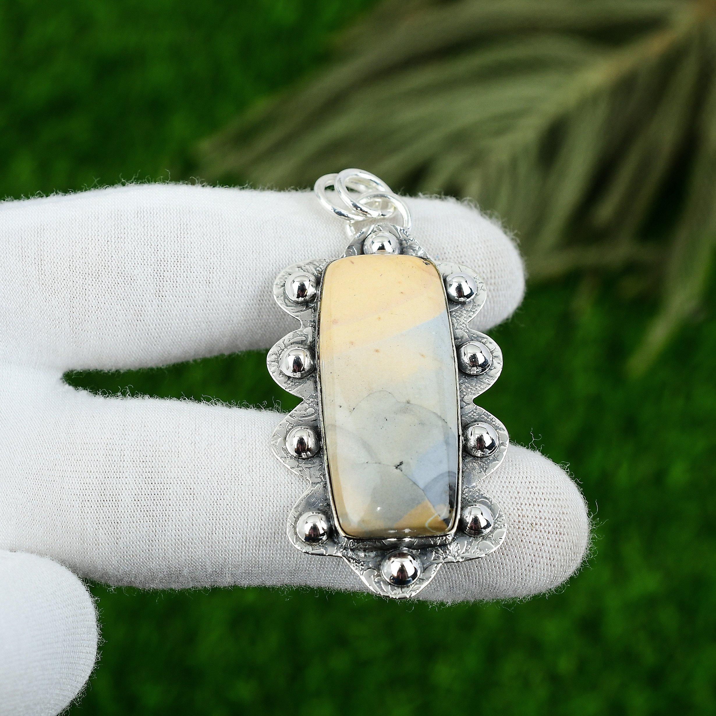 

Radiant Maligano Jasper Gemstone Sterling Silver Bezel Engagement Trendy Pendant