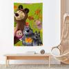 Cartoon MMasha And The Bear Tapestry Microfiber Wall Hanging For Bedroom Living Room Decor Outdoor Festival Bar Background