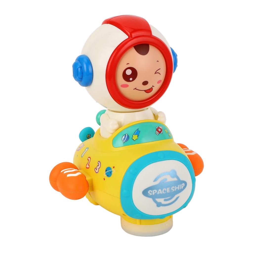 Tummy Time Toy with Light Music Astronaut Shape Auto Changing Face Universal Walking Car Crawling