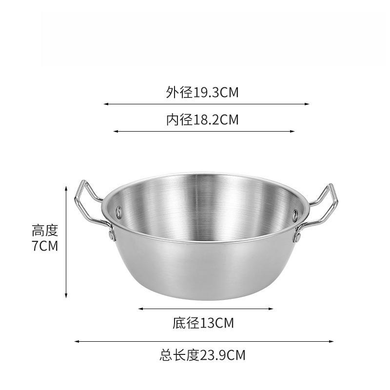Salad Bowl  304 Stainless Steel with Double-ear Anti-scalding Handle Instant Noodle Bowl Salad Snack French Fries Bowl