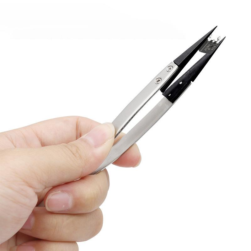 1PCS of ESD anti-static precision tweezers - anti-static tips, heavy-duty metal construction suitable for electronics