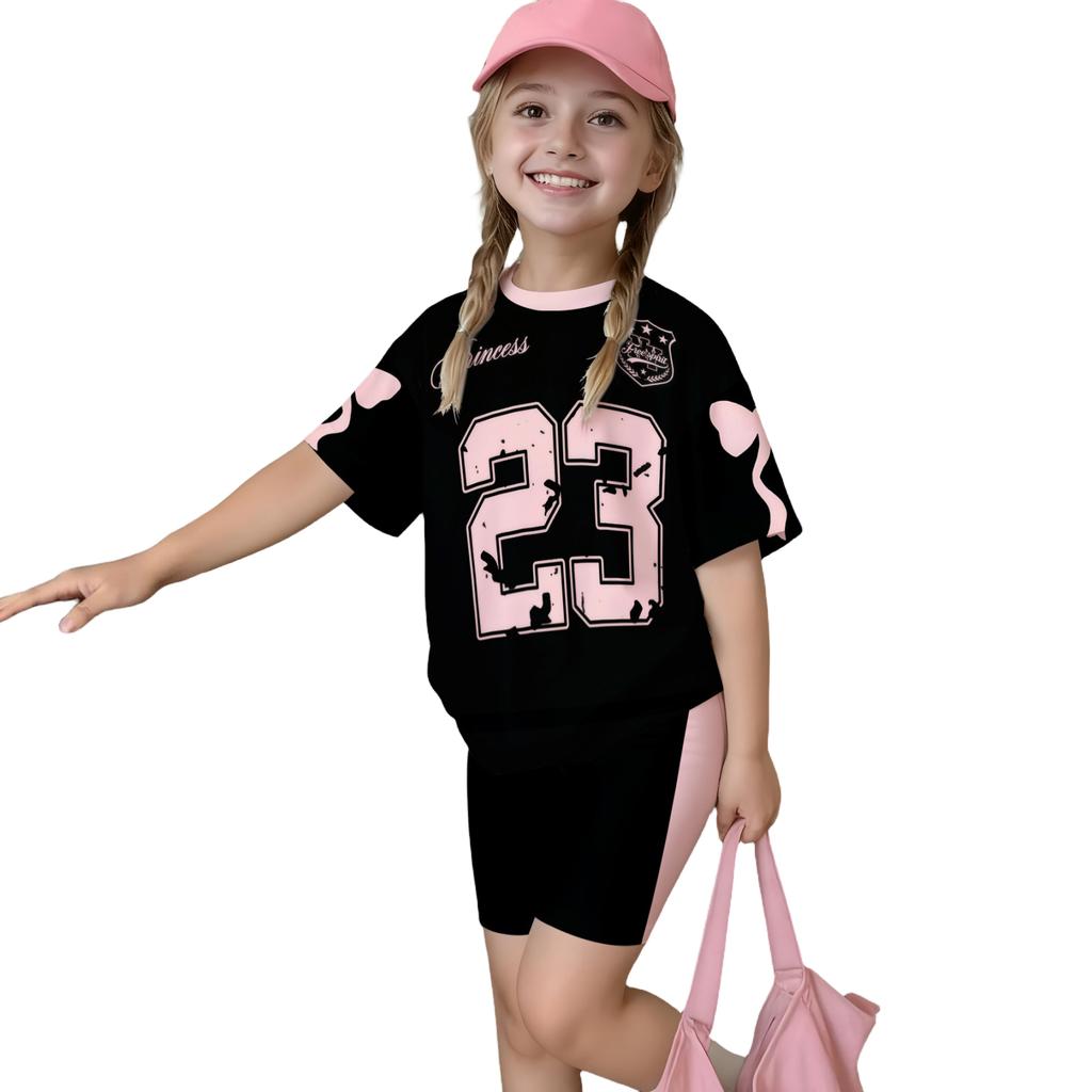Kids Letter Print T-Shirt and Shorts Set - Round Neck Cotton Sportswear for Boys Girls, Summer Casual Outfit