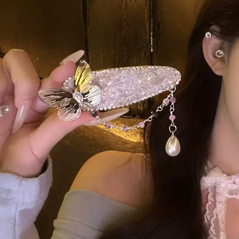 1Pcs Flower Hair Clips For Women   Pearl Tassel Bb Clips Trendy Barrettes Hair Accessories