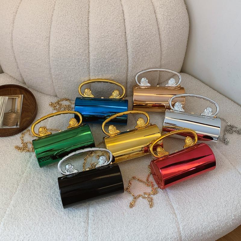 Acrylic bag women's 2025 new European and American candy color portable ins fashion niche versatile chain cylinder bag