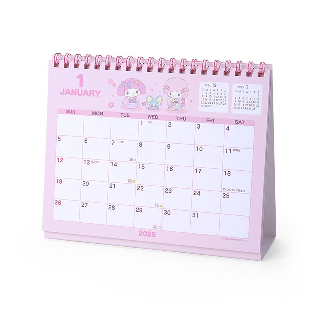 Sanrio 2025 My Melody Ring Desk Calendar with Schedule 451266 Calendar, Stickers,