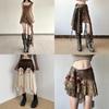 Street Style Punk Rock Womens Asymmetric Plaid Lace Midi Skirt For Summer Fashion
