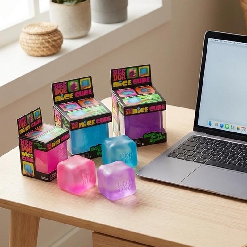 Schylling NeeDoh Cube Sensory Squeeze Toy Super Solid Squish Stress Relief Anxiety Relief Sensory Stress Reliever Toy