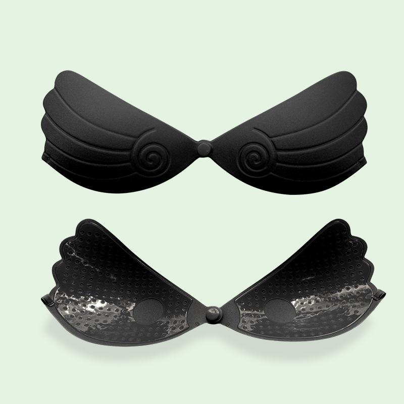 

Rotating Button Winged Adhesive Push-up Bra: Invisible Underwear with Nipple Covers for Flat-Chested Women, Ideal for Wedding Photos & Summer Wear. D