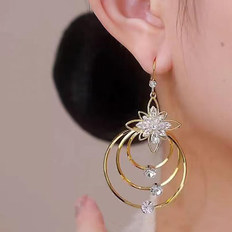 S925 Silver Needle Ice Flower Circle Earrings - Three Lives Three Worlds Collection (2021 Trend)