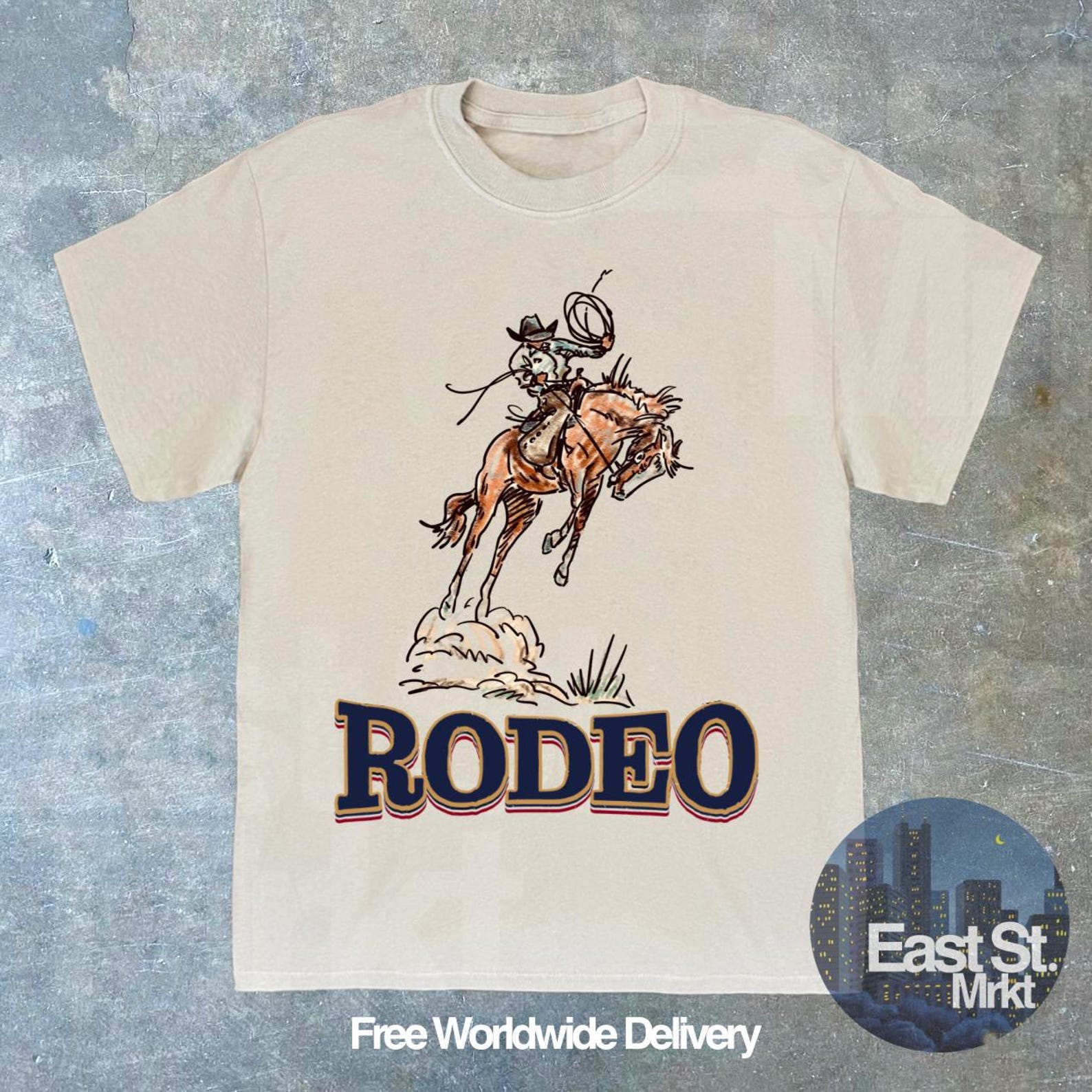 Vintage Rodeo Cowboy T-shirt: Wild West Graphic Tee 2XL