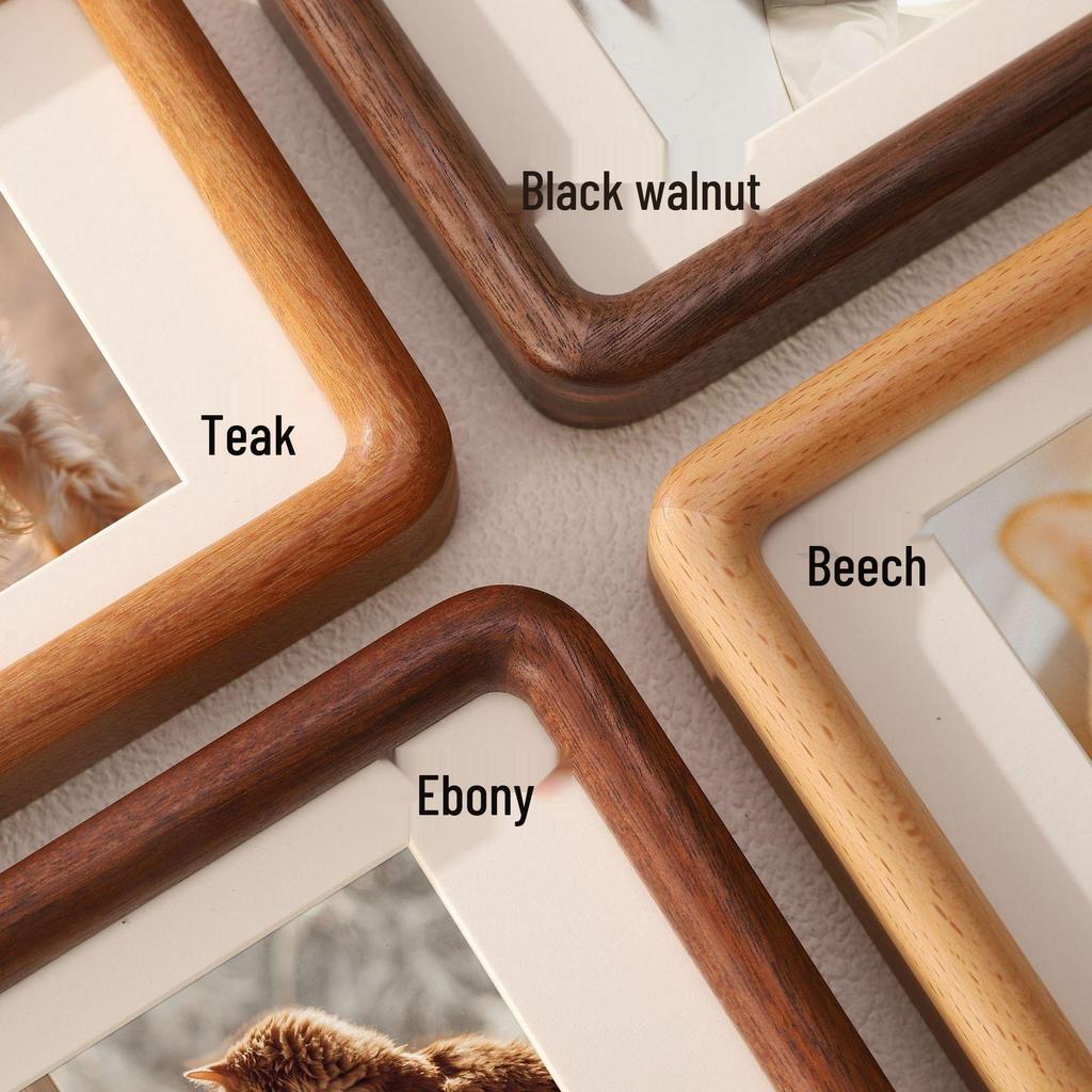 Schwarze Walnuss Doppelt abgerundete Ecke Holz Foto Rahmen - Personalisierte DIY Tischplatten Bild Anzeige