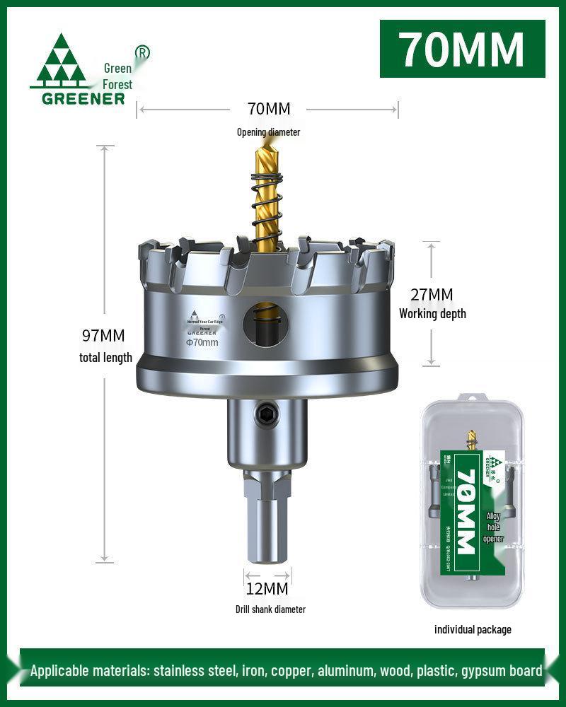 Green Forest Stainless Steel Hole Saw for Metal, Wood, and Aluminum Drilling