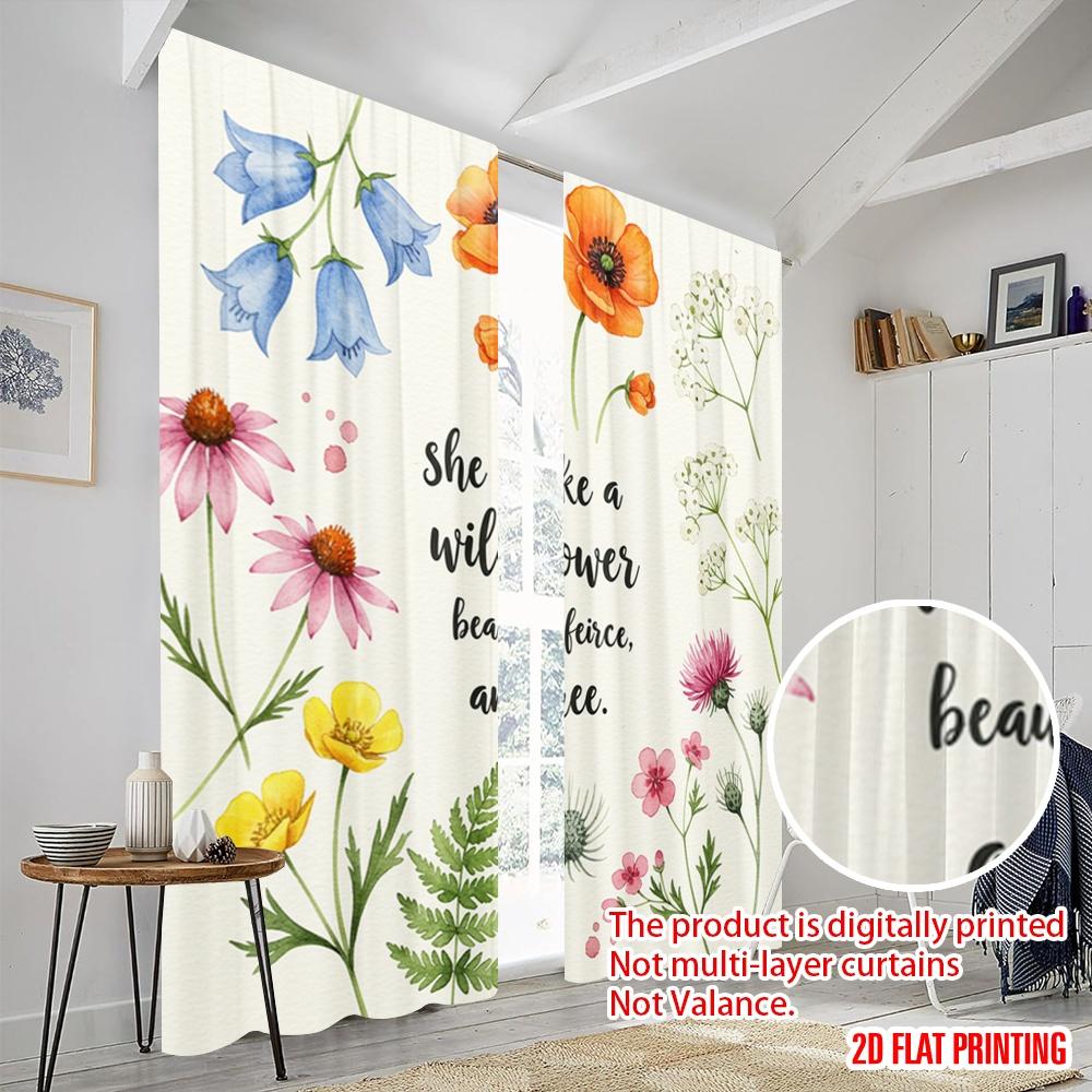 2 Stück 2D Flachdruck Vorhang Sie ist wie eine Wildblume schön wild und frei Polyester Ohne Strom Alle Jahreszeiten Party