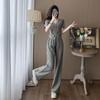 Women's Summer Casual Two-Piece Set: Stylish Korean Short Sleeve Top & Wide Leg Pants
