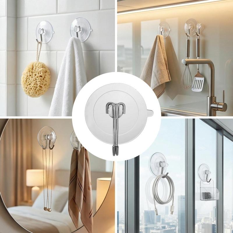 Clear PVC Suction Cup Hook Keys Towel Hanging Hanger Bathroom Kitchen Self-adhesive Wall Hooks Holder for Glass Window Decor